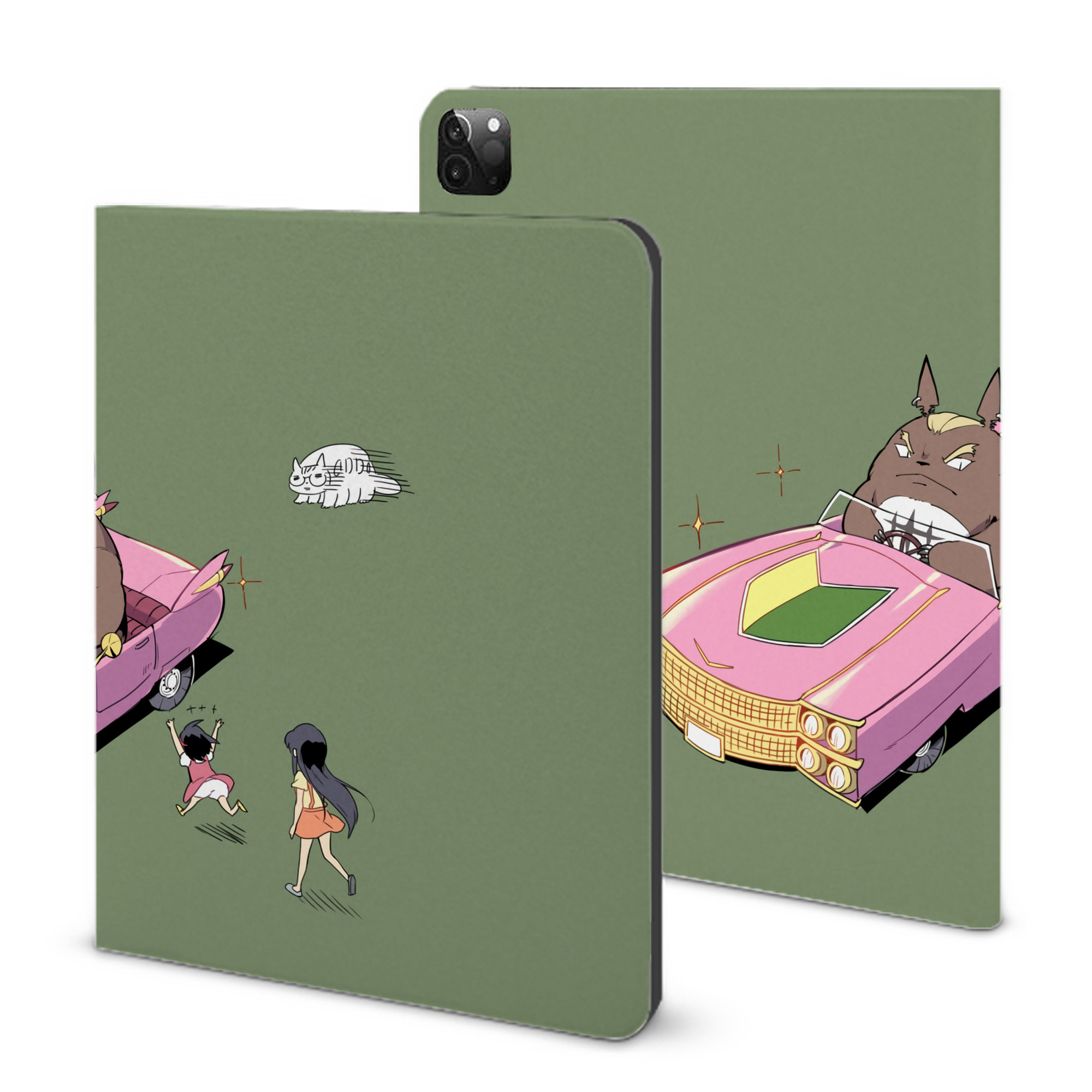 （画像用） となりのトトロ 草壁メイ 草壁サツキ My Neighbor Totoro Satsuki Kusakabe Mei Kusakabe IPadケース ペンホルダー付き ブックスタイルデザイン